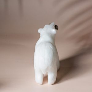 Ivory Guardian – White Quartz Bear Sculpture - Image 4