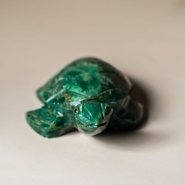 Handcrafted semi precious stone turtle sculpture for luxury home decor