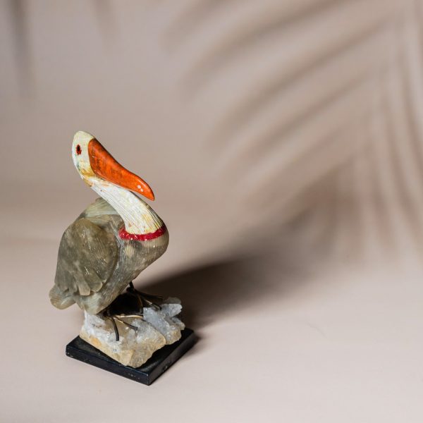 Luxury semi-precious stone pelican statue for interior decor