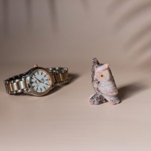 Cherry Blossom Jasper Owl Figurine - Image 3