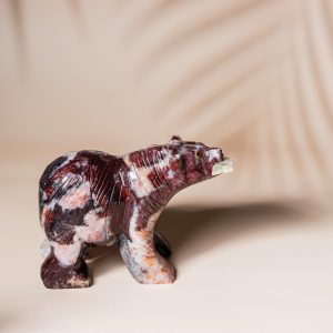Purple Jasper bear sculpture handcrafted from natural stone