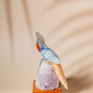 Semi-precious stone parrot figurine for home decor and wedding gifting