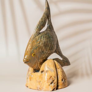 Calcite fish figurine made from semi-precious stone for home decor and gifting