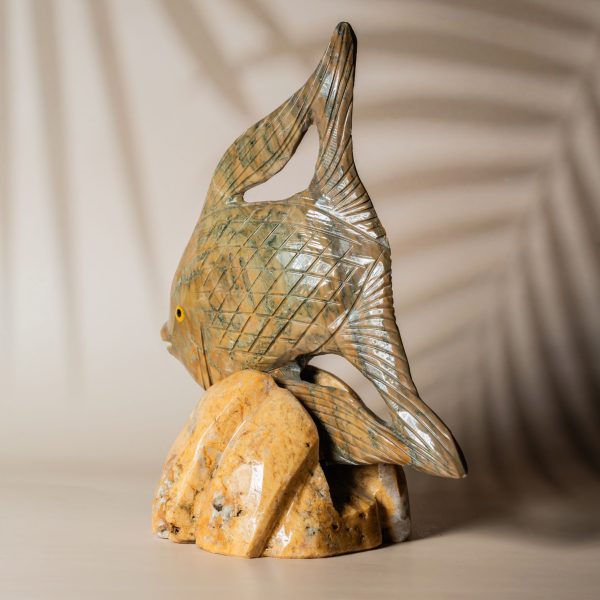 Calcite fish figurine made from semi-precious stone for home decor and gifting