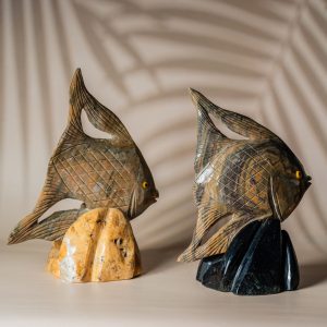 Calcite fish figurine made from semi-precious stone for home decor and gifting