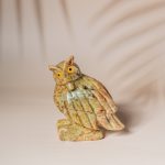 Honey sand calcite owl figurine made from semi-precious stone for home decor and gifting