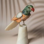 Luxury gemstone parrot figurine for home decor and premium gifting