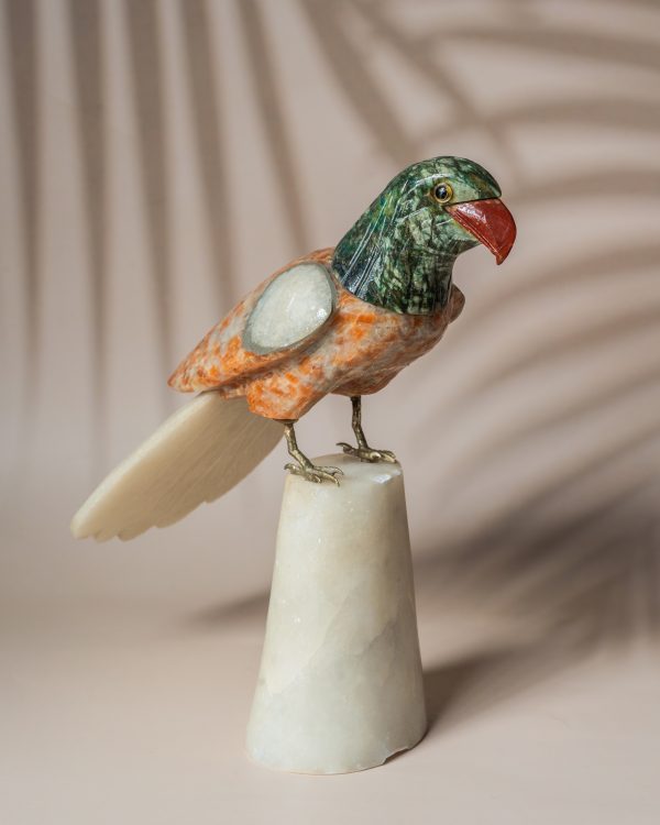 Luxury gemstone parrot figurine for home decor and premium gifting