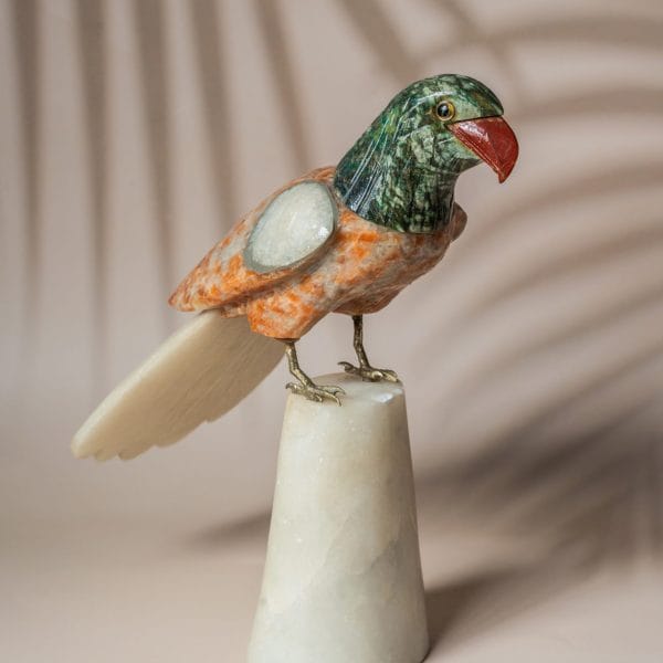 Luxury gemstone parrot figurine for home decor and premium gifting