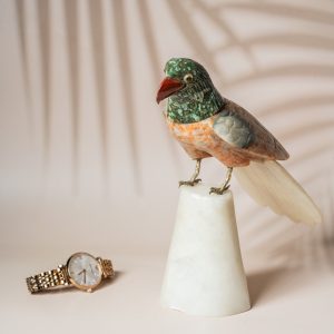Luxury gemstone parrot figurine for home decor and premium gifting