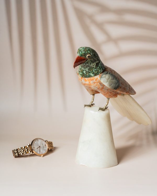 Luxury gemstone parrot figurine for home decor and premium gifting