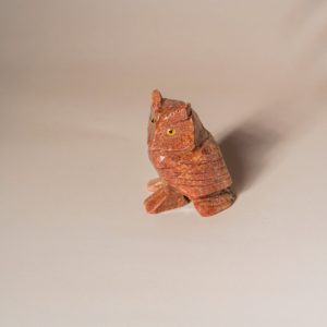 Orange calcite owl figurine made from semi-precious stone for home decor and gifting
