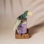 Semi-precious stone parrot figurine for home decor and wedding gifting