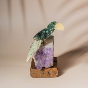 Semi-precious stone parrot figurine for home decor and wedding gifting