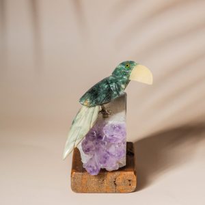 Semi-precious stone parrot figurine for home decor and wedding gifting